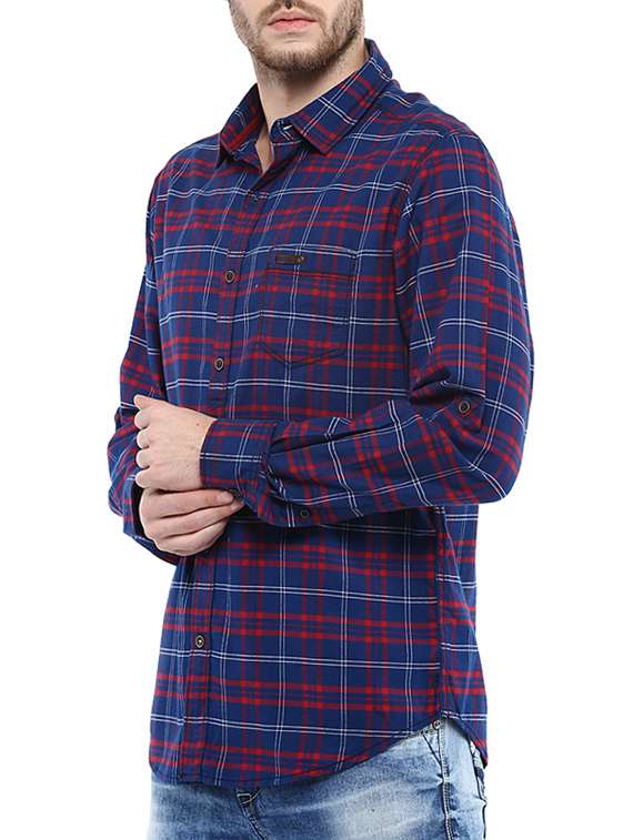 navy blue cotton casual shirt - 11716685 -  Standard Image - 1