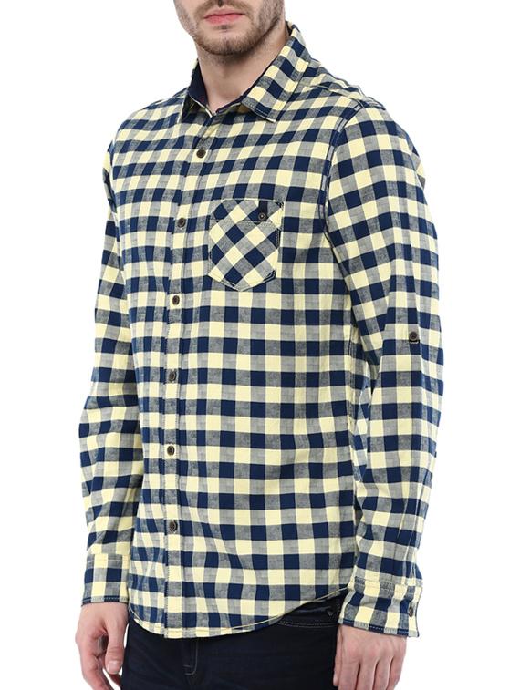 mufti mens yellow slim fit mid rise casual shirts - 11716686 - Standard Image - 1