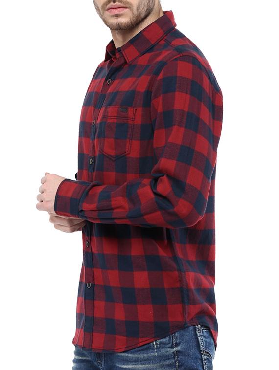 mufti mens red slim fit mid rise casual shirts - 11716689 -  Standard Image - 1