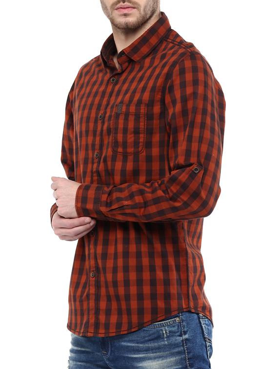 mufti mens rust slim fit mid rise casual shirts - 11716690 -  Standard Image - 1