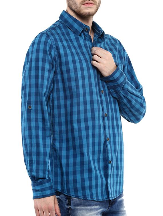 mufti mens blue slim fit mid rise casual shirts - 11716691 - Standard Image - 1