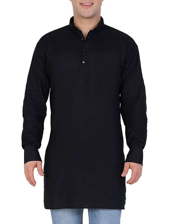 solid black cotton kurta