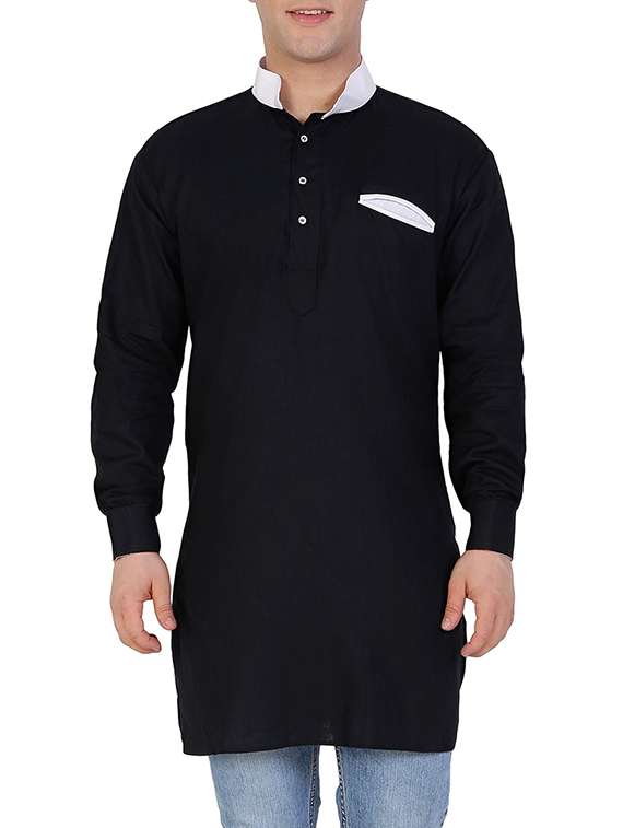 solid black cotton kurta