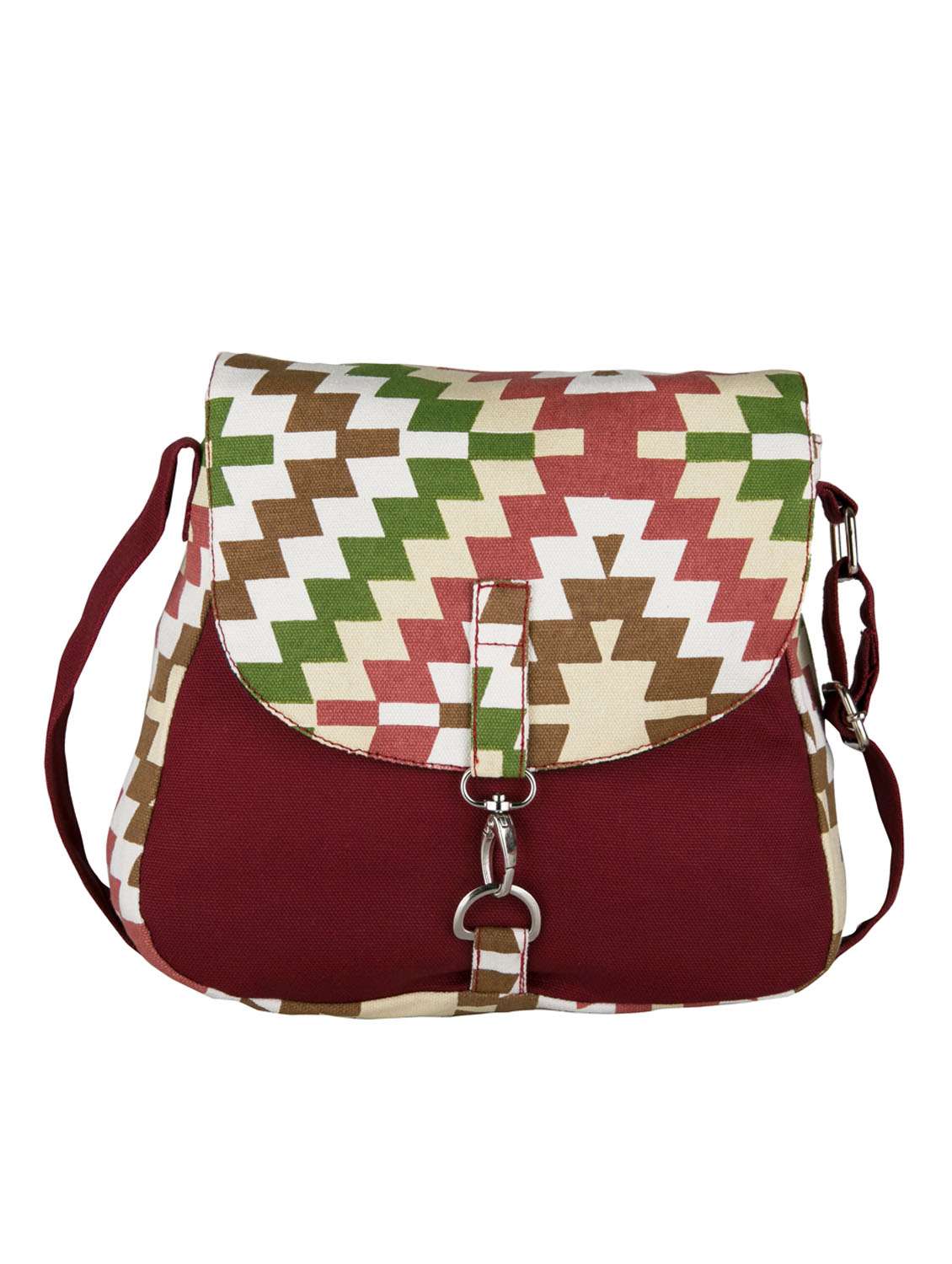 multi colored canvas sling bag