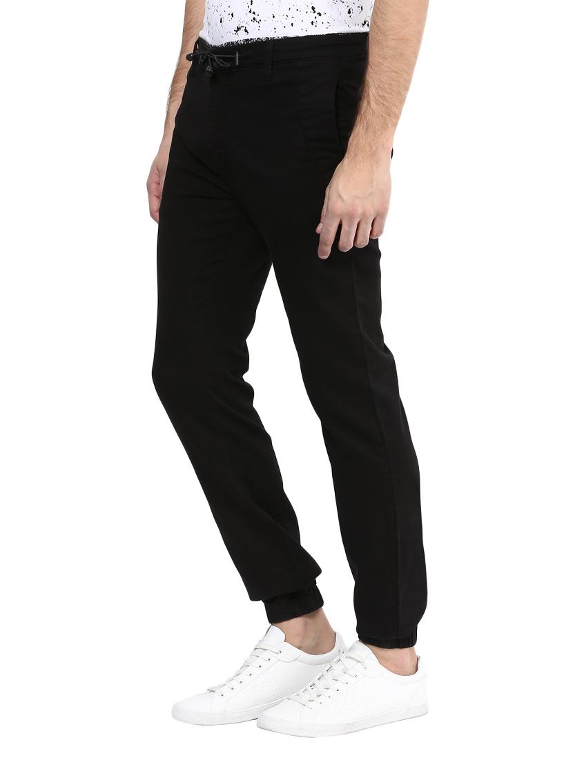mufti mens black regular fit mid rise trousers - 11737315 -  Standard Image - 1