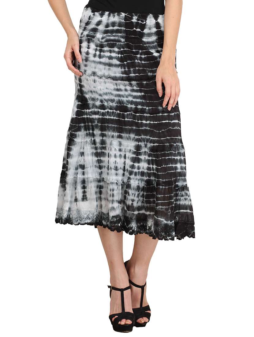 black printed cotton skirt
