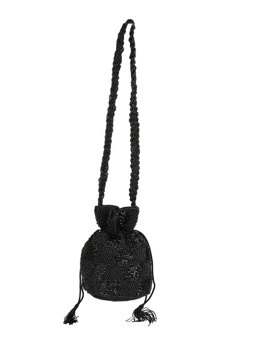 black satin potli - 11749099 - Standard Image - 4