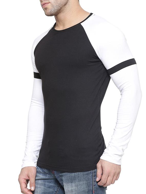 black cotton colour block t-shirt - 11756300 -  Standard Image - 1