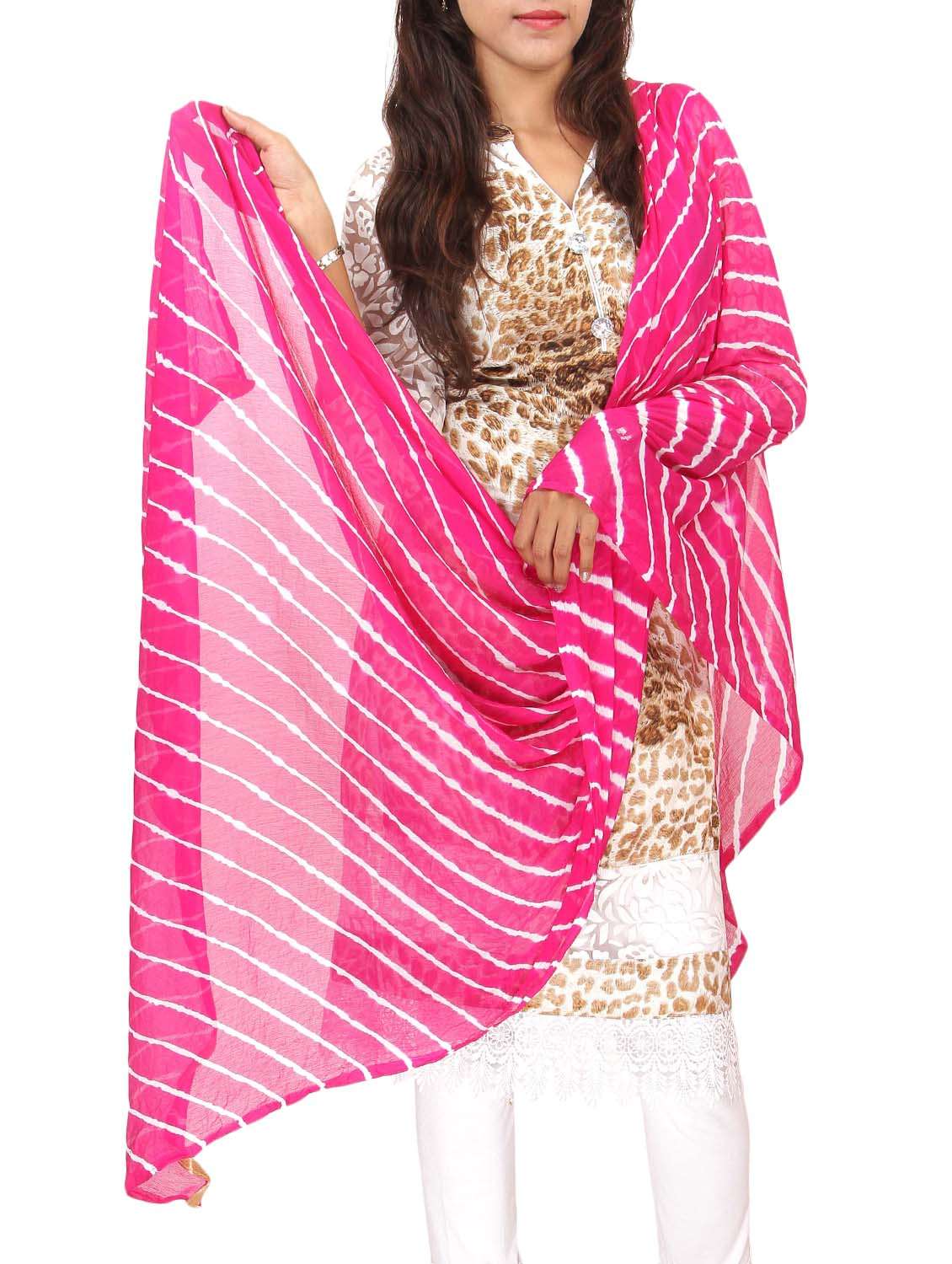 pink georgette leheriya dupatta