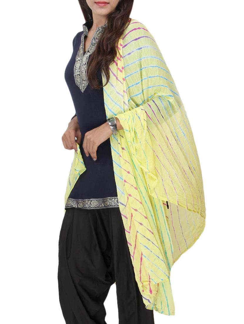 yellow georgette tie & dye dupatta
