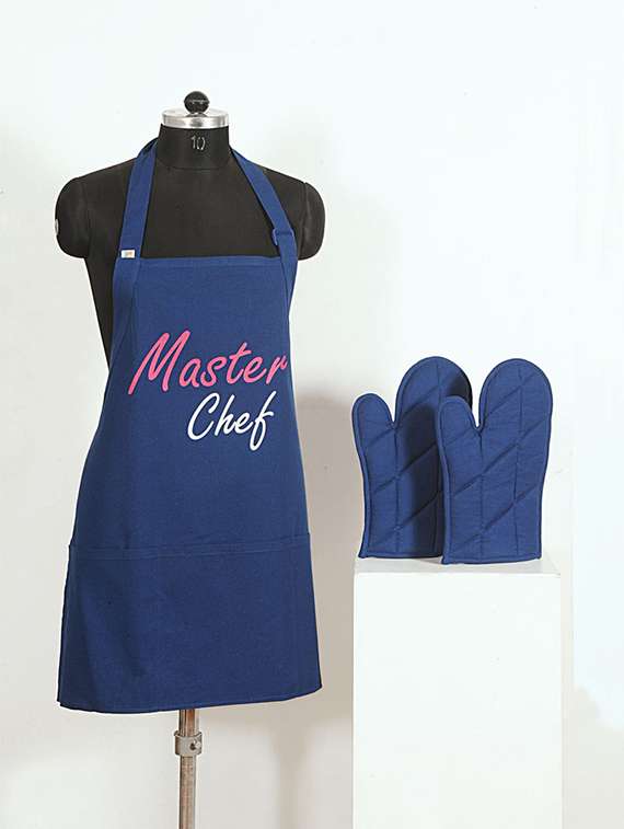 set of 3 purple and pink colour printed cotton kitchen