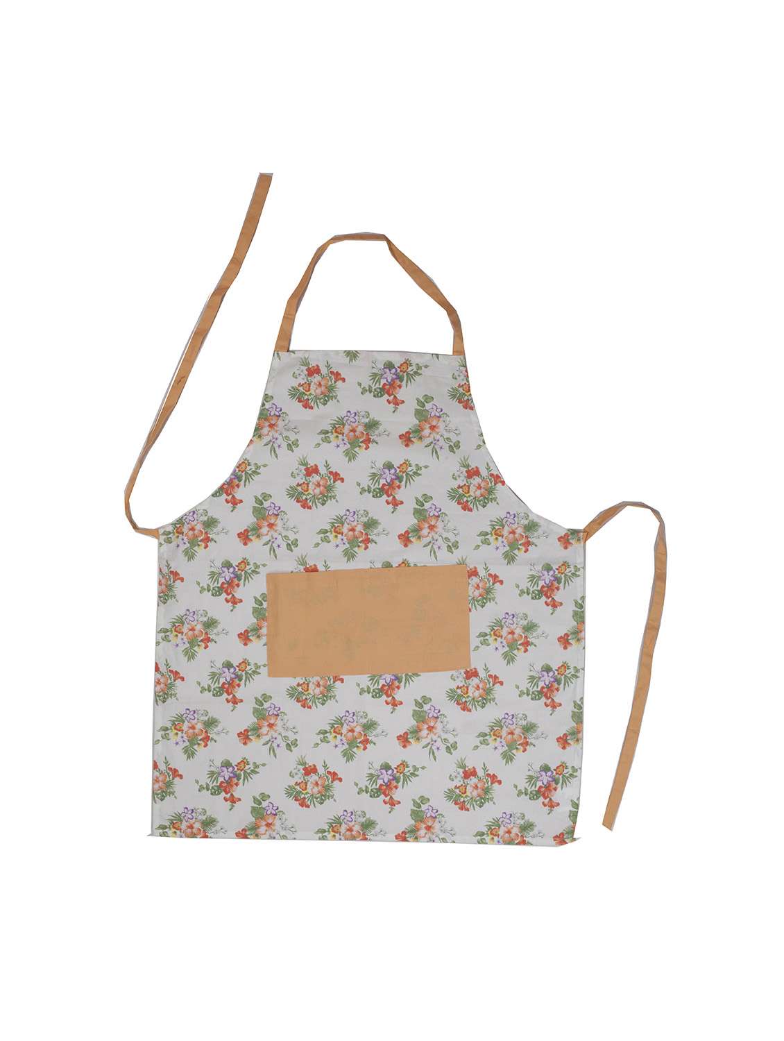 white printed cotton apron