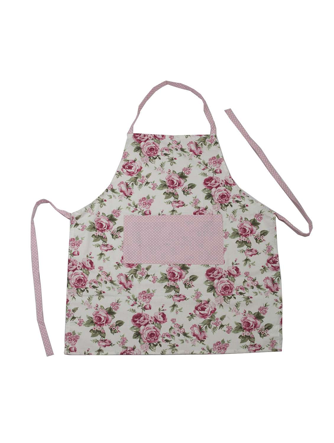 white printed cotton apron