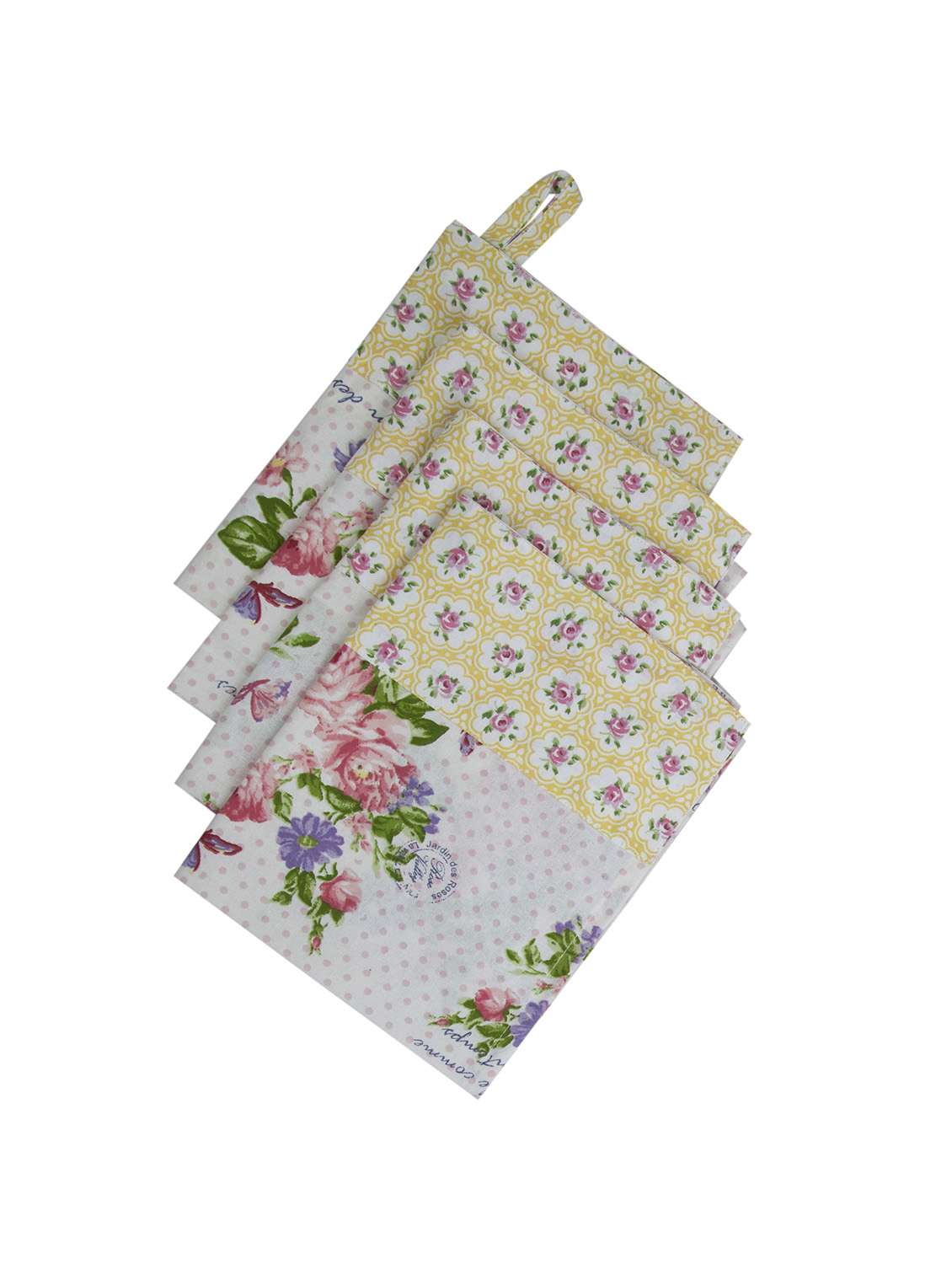 set of 4 cotton printed kitchen linen set