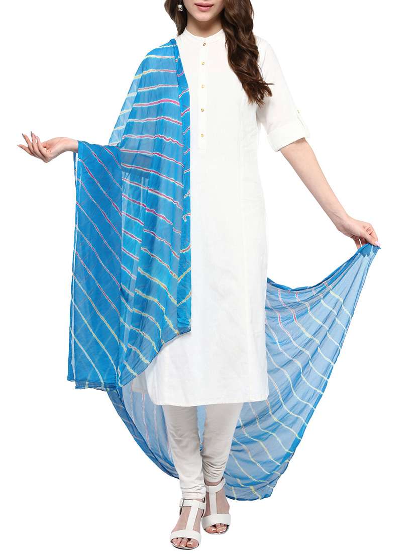 blue georgette tie & dye dupatta - 11761837 -  Standard Image - 1