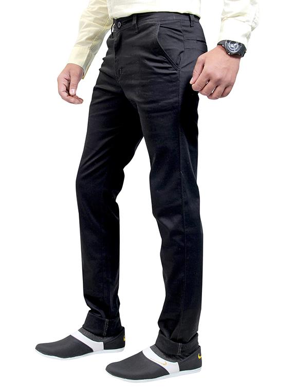 black cotton chinos casual trousers - 11764039 -  Standard Image - 1