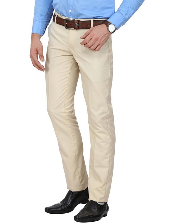 beige tussar flat front trousers formal - 11764065 - Standard Image - 1