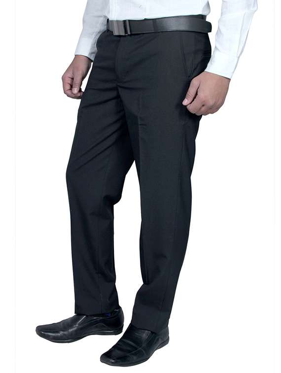black viscose flat front trousers formal - 11764079 -  Standard Image - 1