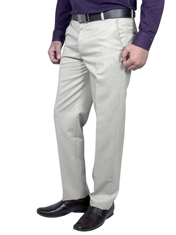 beige polyester flat front trousers formal - 11764083 -  Standard Image - 1