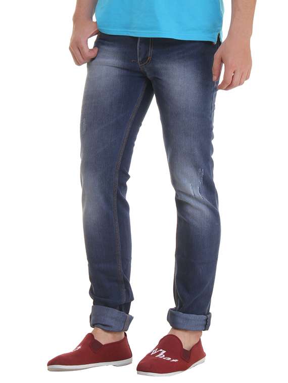 navy blue cotton washed jeans - 11764095 -  Standard Image - 1