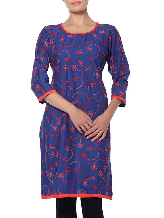 blue cotton aline kurta