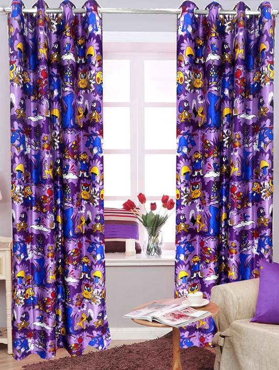 set of 2 purple polyester curtains