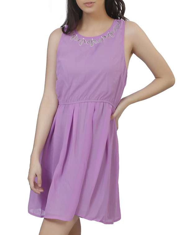 purple fit & flare dress - 11788444 - Standard Image - 1