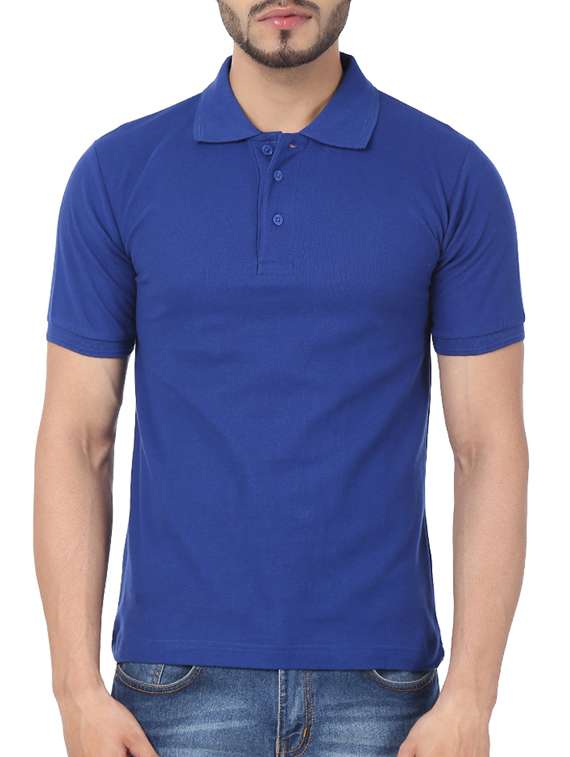 blue cotton polo t-shirt