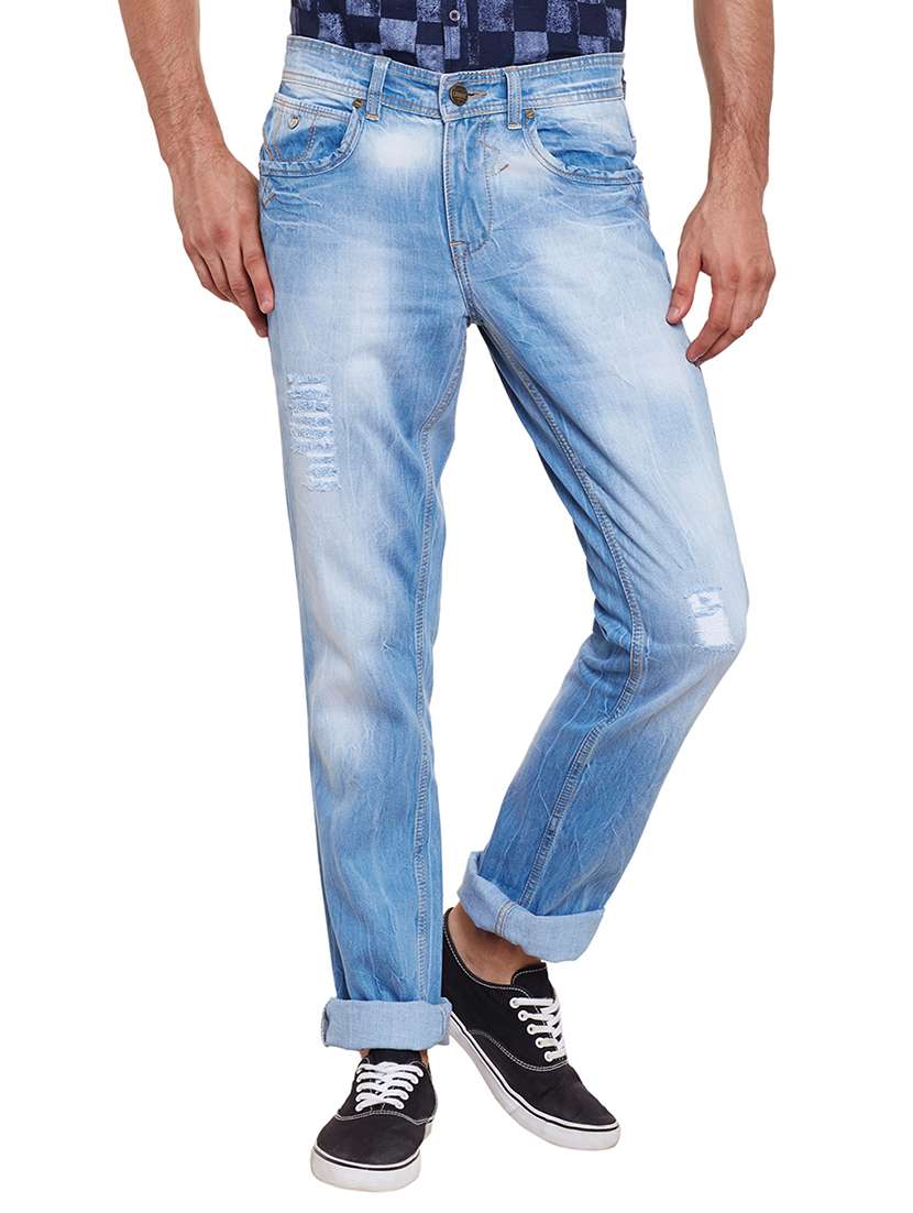 solid blue viscose jean