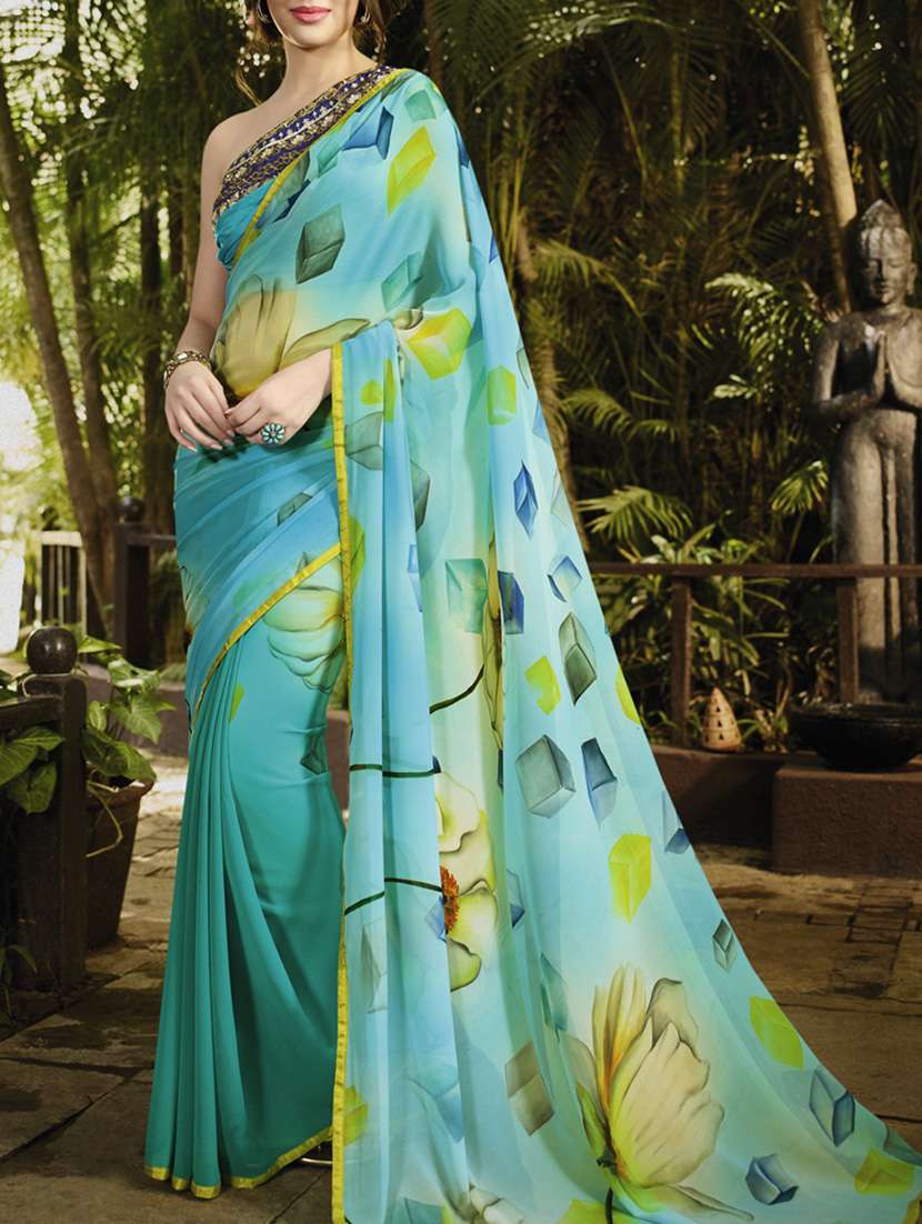 digital printed saree with blouse