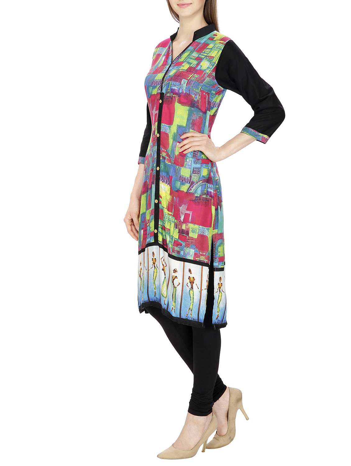 pink rayon straight kurta - 11807611 -  Standard Image - 1