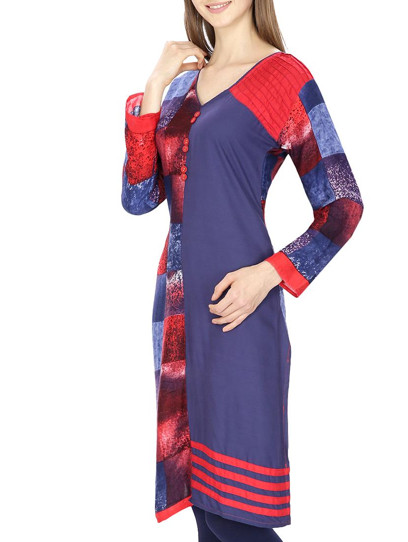 blue rayon straight kurta - 11807627 -  Standard Image - 1