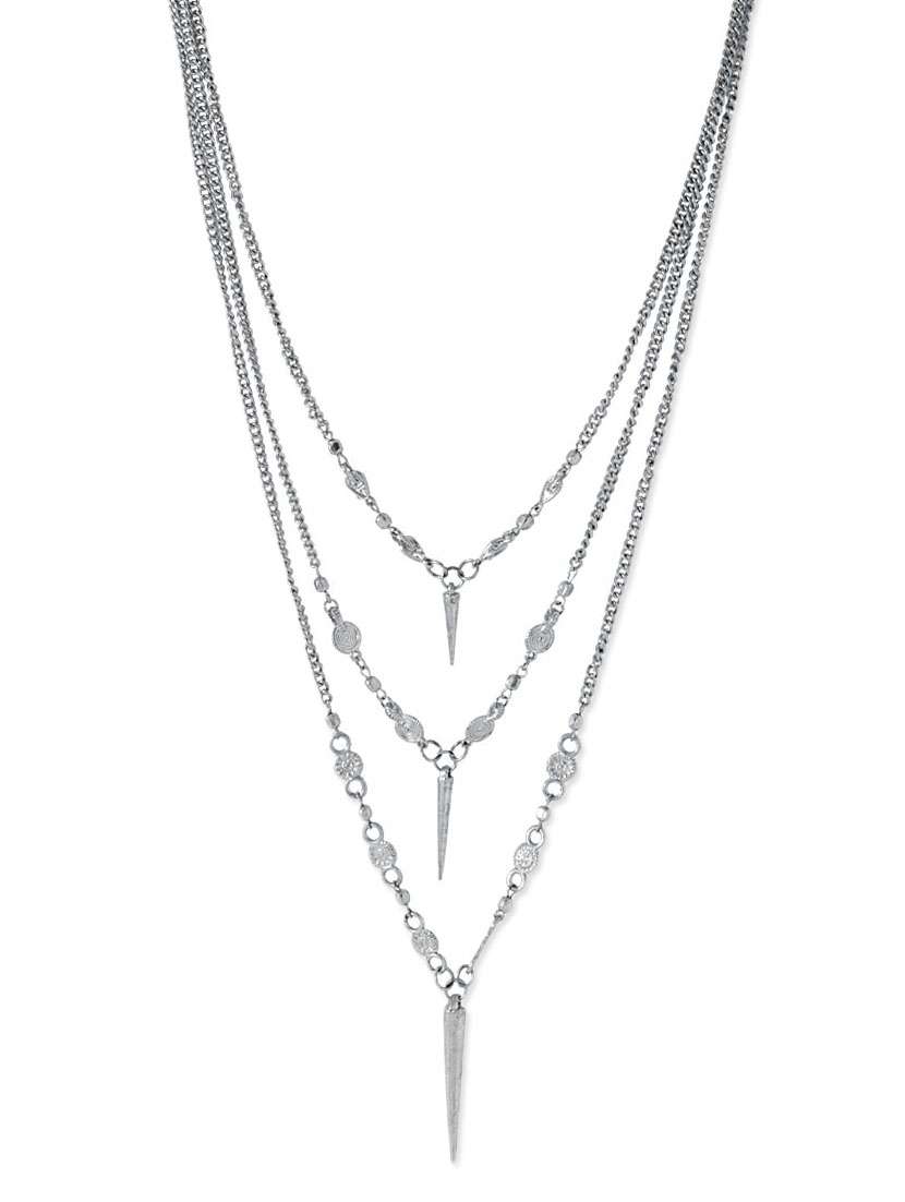 silver metal long necklace