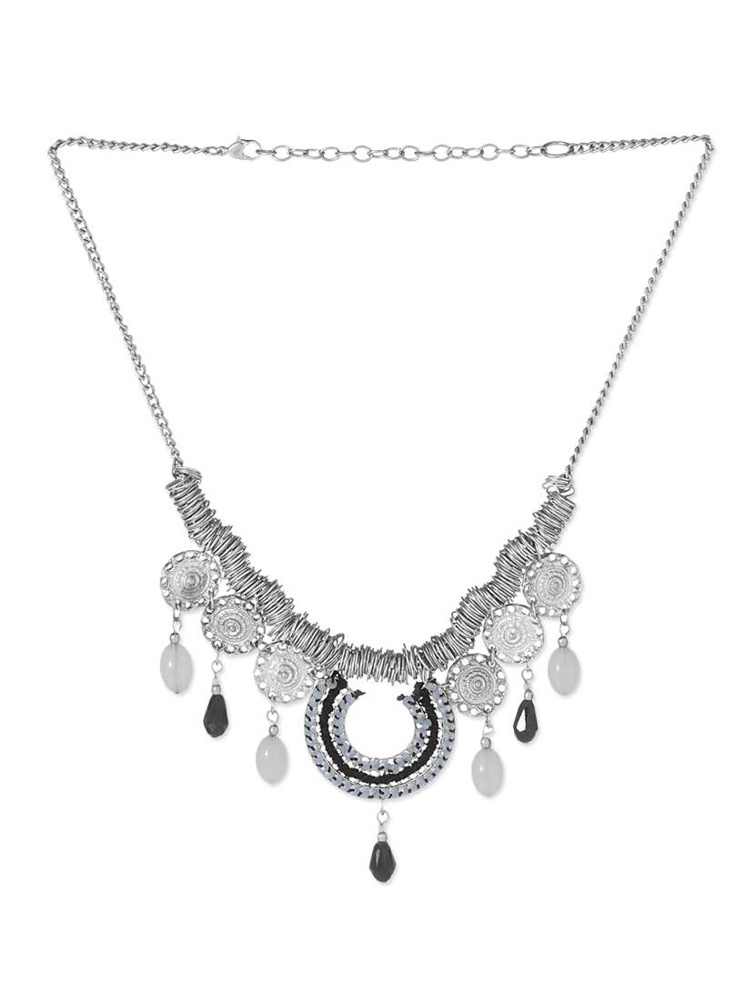 silver metal long necklace
