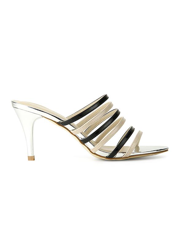 beige leatherette heel sandal - 11823488 - Standard Image - 1