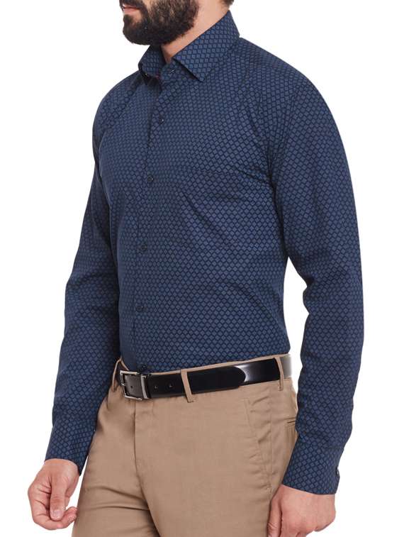 navy blue cotton casual shirt - 11824823 -  Standard Image - 1