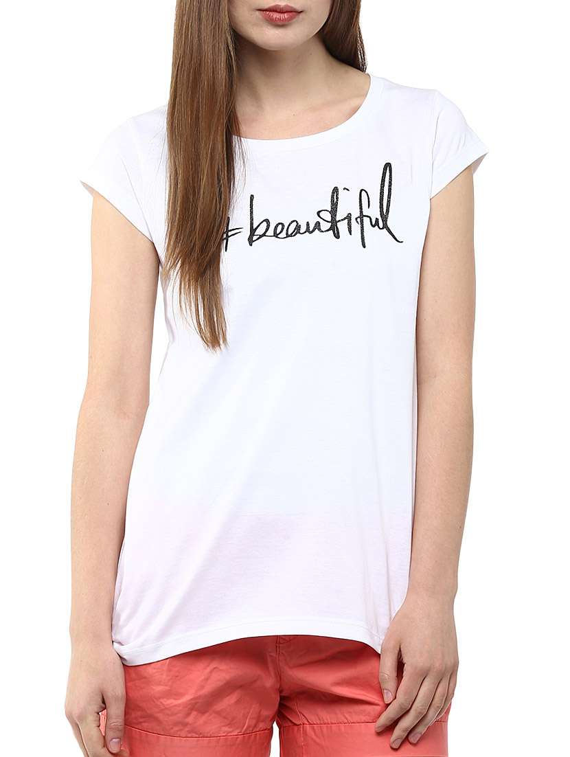 white cotton printed tee