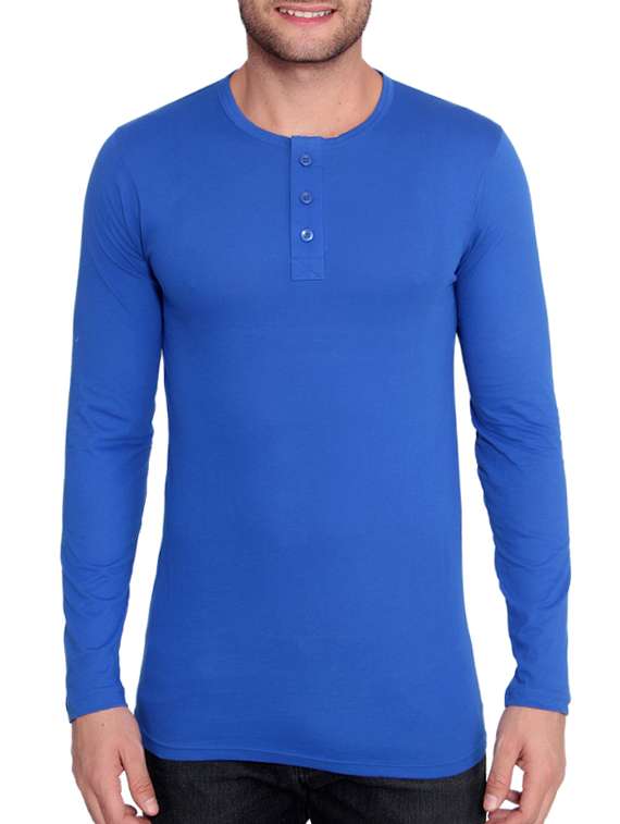 blue viscose henley t-shirt