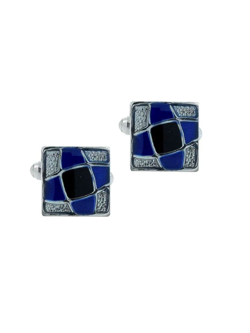 blue metal cufflink