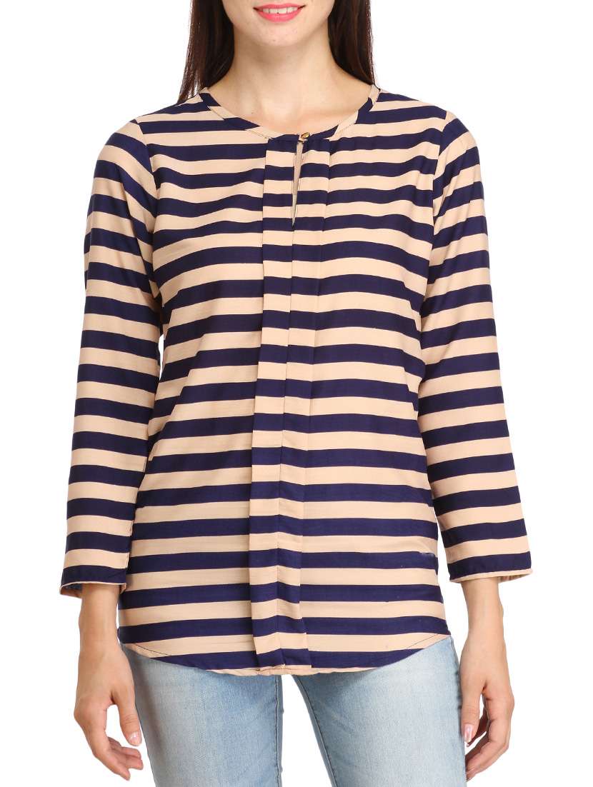 navy blue poly crepe top