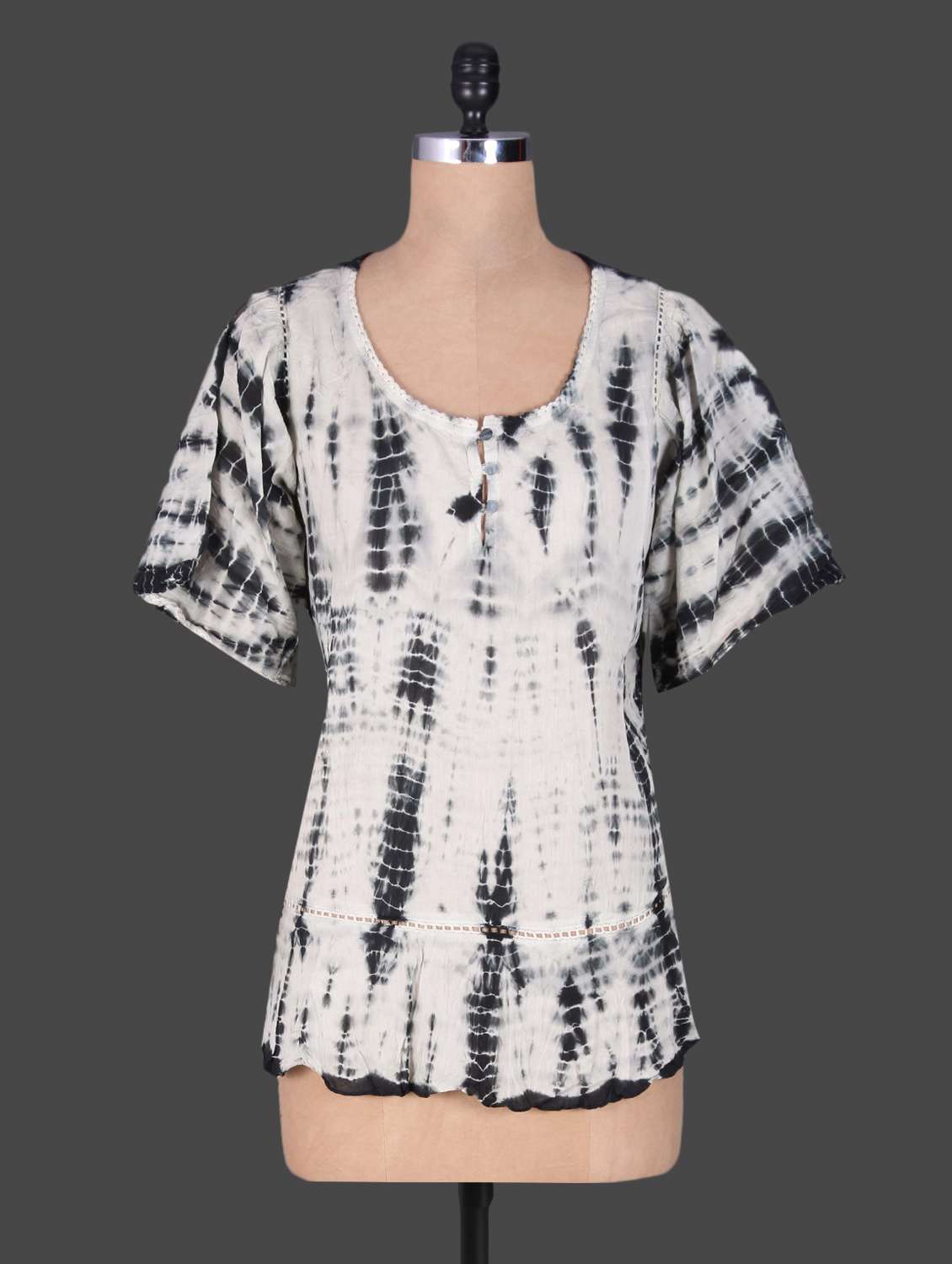 lace insert shibori top