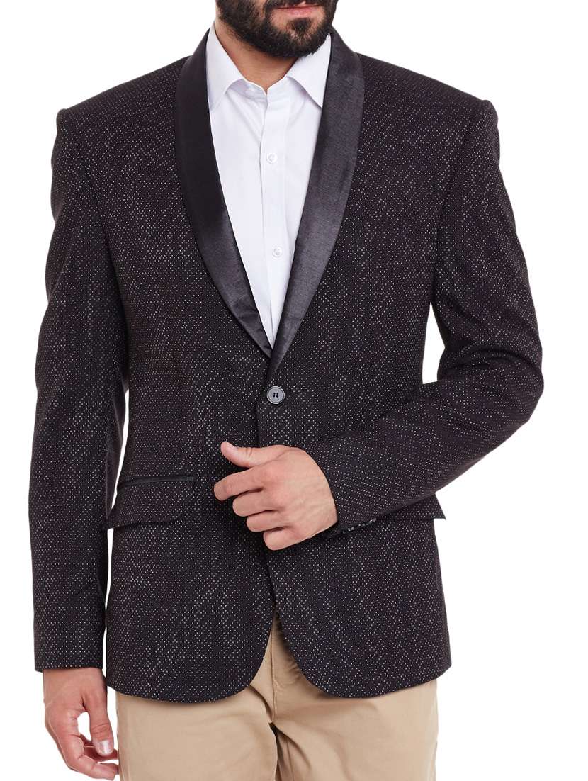 black wool & polyester blend casual blazer