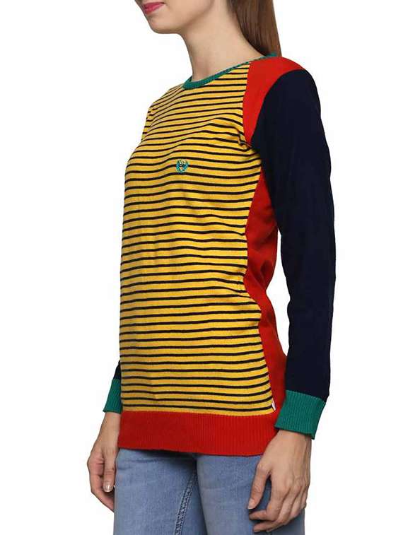 yellow striped acrylic pullover - 11855122 -  Standard Image - 1