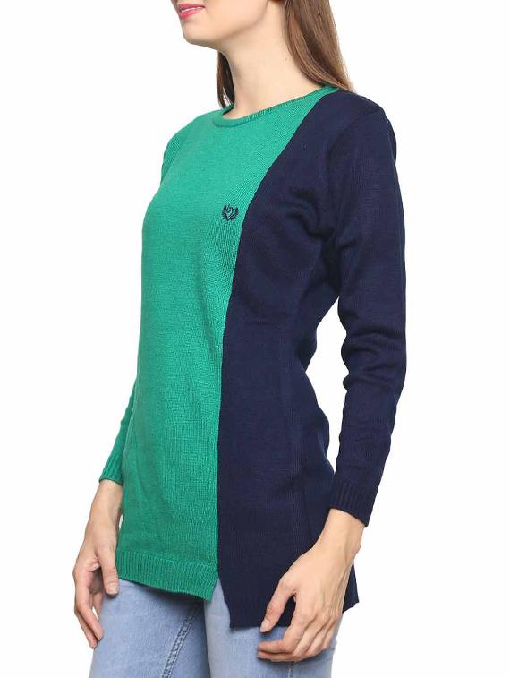 green and navy blue color block acrylic pullover - 11855123 -  Standard Image - 1