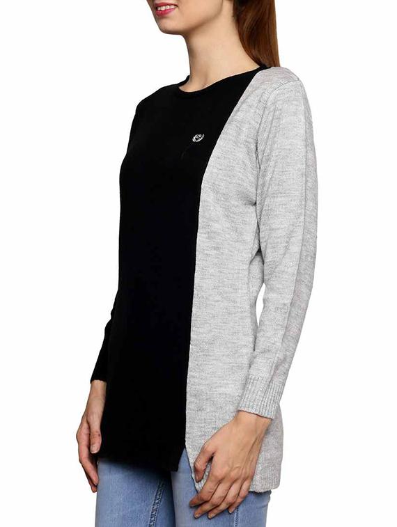 black and grey color block acrylic pullover - 11855124 -  Standard Image - 1