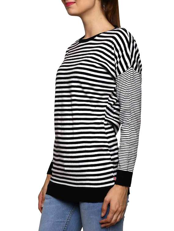 black and white striped acrylic pullover - 11855127 - Standard Image - 1