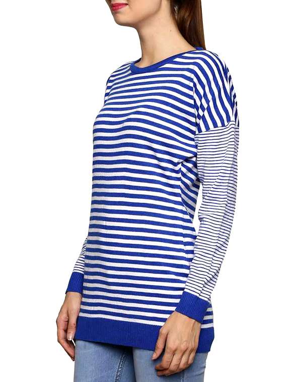 blue and white striped acrylic pullover - 11855128 - Standard Image - 1