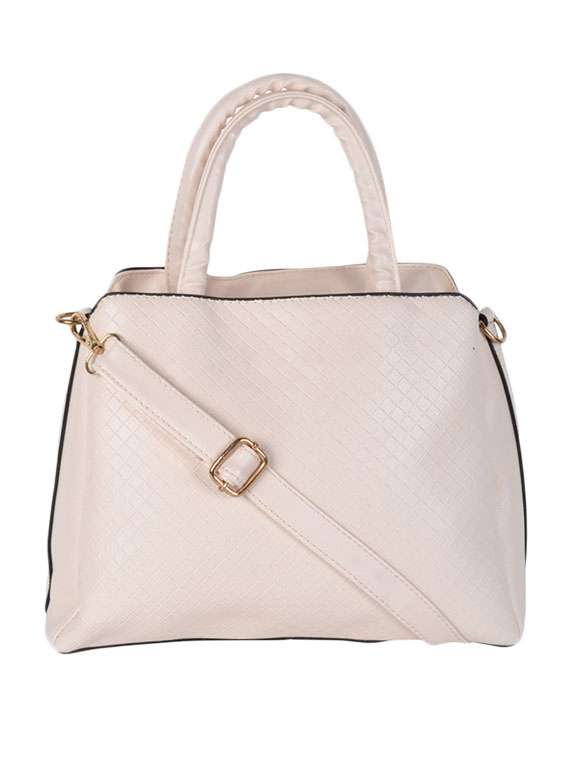 beige leatherette handbag