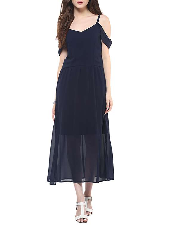 solid navy blue maxi dress