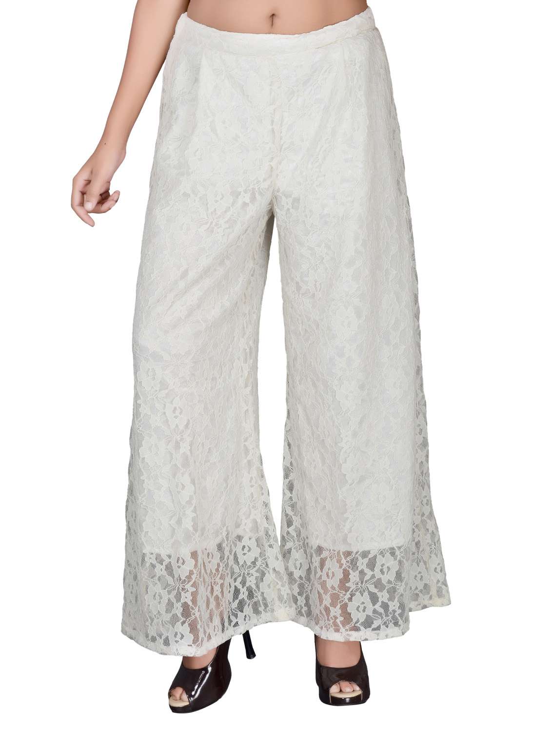 solid white net palazzo
